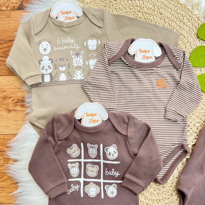  Kit 6 Peças - 6 Baby Animals - Marrom